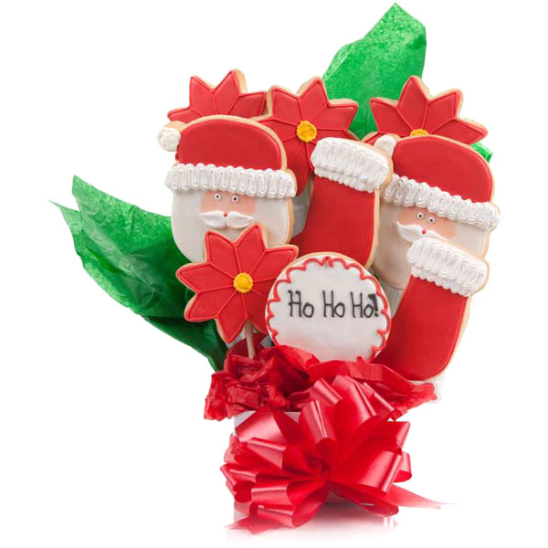 Elegant Gift Baskets Online HoHoHo Jolly Santa Cookie Bouquet 9 pc, Elegant Gift Baskets Online