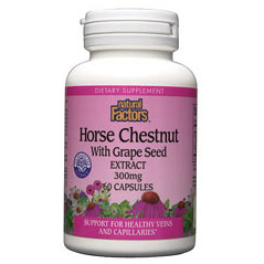 Natural Factors Horse Chestnut 300mg with 50mg Grape Seed 60 Capsules, Natural Factors