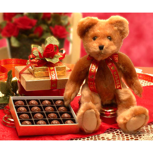 Elegant Gift Baskets Online Hugs & Kisses Teddy Bear with Chocolates, Elegant Gift Baskets Online