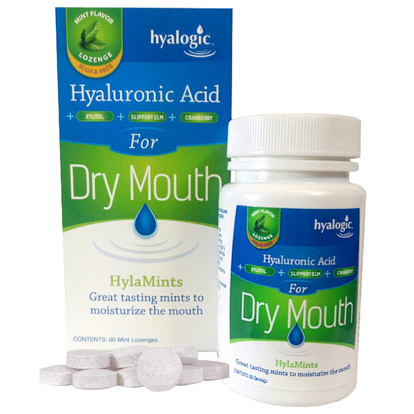 Hyalogic Hylamints for Dry Mouth, With Hyaluronic Acid & Xylitol, 60 Mint Lozenges, Hyalogic