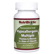 NutriBiotic Hypoallergenic Multiple, Multi-Vitamins in a Base of Chlorella, 90 Capsules, NutriBiotic