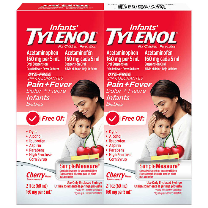 Tylenol Infants' Tylenol Acetaminophen Oral Suspension, Cherry Flavor, 60 ml x 2 Bottles