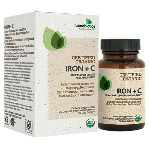 FutureBiotics Iron + C Certified Organic, 90 Tablets, FutureBiotics