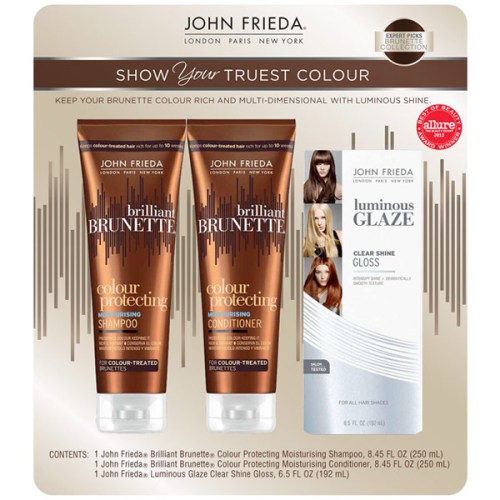 John Frieda John Frieda Brilliant Brunette Variety Pack (Shampoo, Conditioner & Clear Shine Gloss) For Color Treated Hair