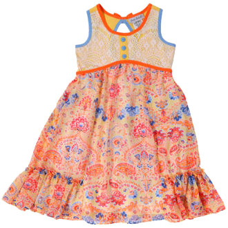 Jona Michelle Girls Sundress, Orange Floral