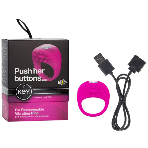 Jopen Key Ela Rechargeable Vibrating Cock Ring - Pink