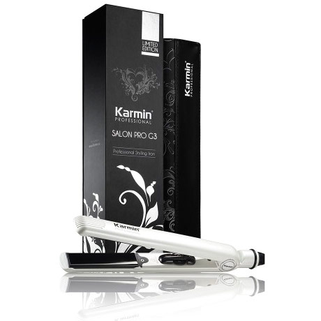 Karmin Karmin G3 Salon Pro White Hair Styling Iron with 1 Inch Pure Tourmaline Ceramic Plates