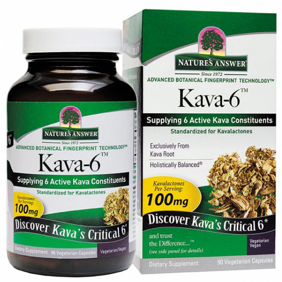 Nature's Answer Kava 6, Kavalactones 100 mg, 90 Vegetarian Capsules, Nature's Answer