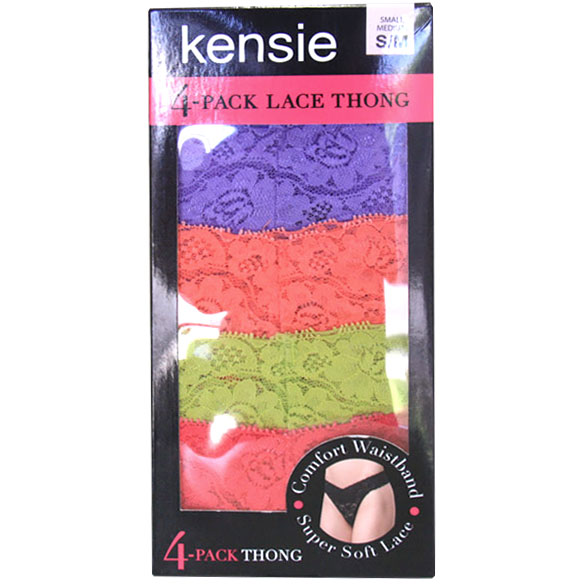 Kensie Kensie Women's Lace Thong, 4 Pack