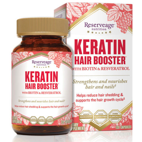 ReserveAge Organics Keratin Booster with Biotin & Resveratrol, 60 Veggie Capsules, ReserveAge Organics