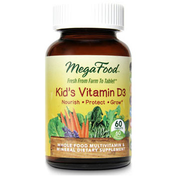 MegaFood Kid's Vitamin D3, Whole Food, Gluten-Free, 60 Tablets, MegaFood