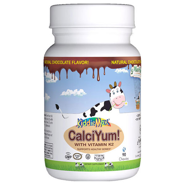Maxi-Health Research (MaxiHealth) KiddieMax CalciYum, Chewable Calcium with K2, Chocolate Flavor, 90 Chewable Tablets, Maxi-Health Research (MaxiHealth)