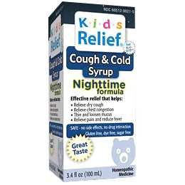 Homeolab USA Kids Relief Cough & Cold Syrup Nighttime Formula, 3.4 oz, Homeolab USA
