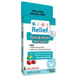 Homeolab USA Kids Relief Pain & Fever Oral Solution, Cherry Flavor, 25 ml, Homeolab USA
