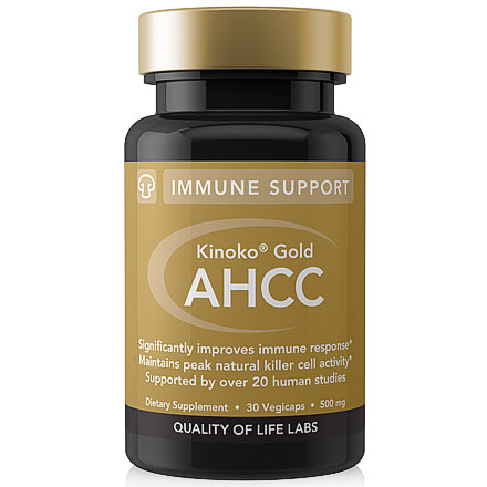 Quality of Life Labs Kinoko Gold AHCC 500 mg, Immune Support, 30 Vegicaps, Quality of Life Labs