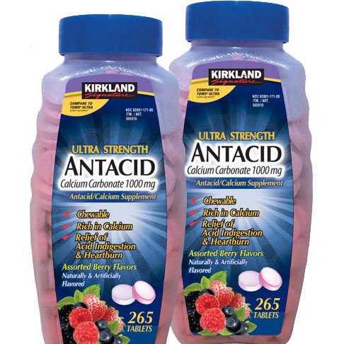 Kirkland Signature Kirkland Signature Antacid Ultra Strength, Calcium Carbonate 1000 mg, 250 Chewable Tablets