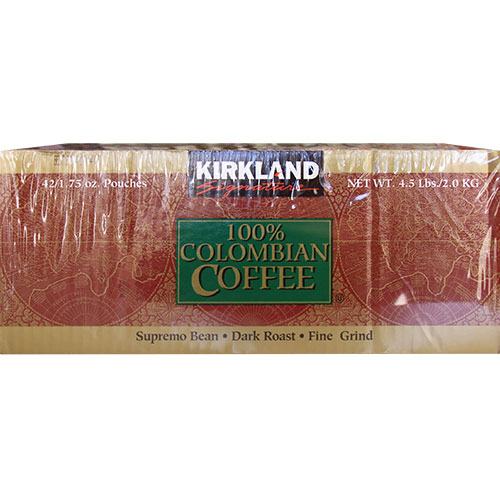 unknown Kirkland Signature 100% Colombian Coffee, Fine Grind, 1.75 oz x 42 Pouches (4.5 lb)