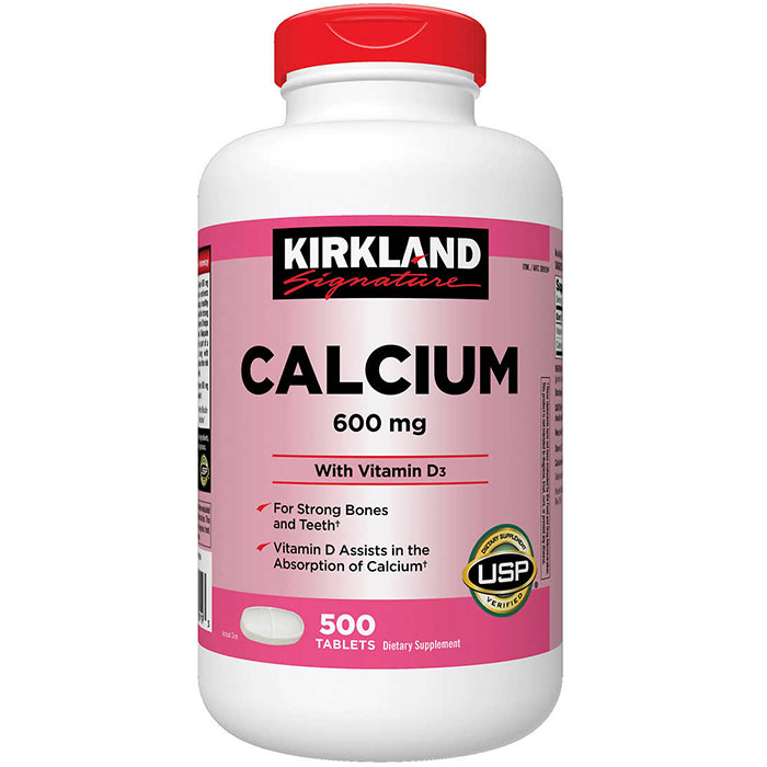 Kirkland Signature Kirkland Signature Calcium 600 mg + D3, Calcium Plus Vitamin D, 500 Tablets