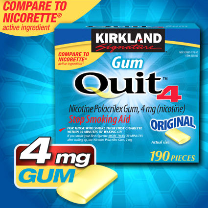 unknown Kirkland Signature Quit4 Nicotine Polacrilex Gum 4 mg, Stop Smoking Aid, 380 Pieces