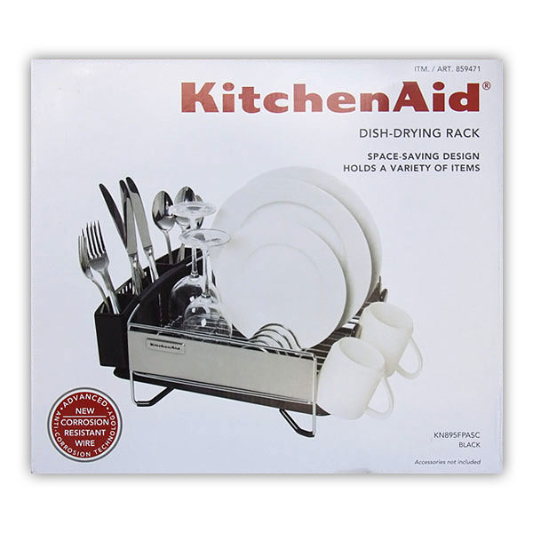 KitchenAid KitchenAid Dish Drying Rack Set with Removable Self-Draining Board, Black