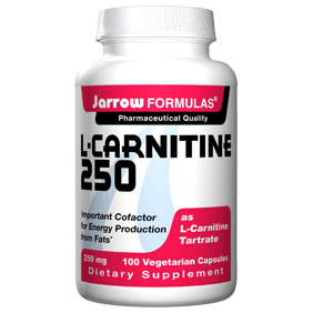 Jarrow Formulas L-Carnitine 250 (Tartrate), 100 Vegetarian Capsules, Jarrow Formulas