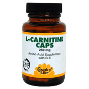 Country Life L-Carnitine 250 mg w/B-6 30 Vegicaps, Country Life