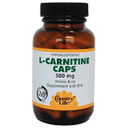 Country Life L-Carnitine 500 mg w/B-6 30 Vegicaps, Country Life