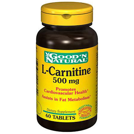 Good 'N Natural L-Carnitine 500 mg (as L-Carnitine L-Tartrate), 60 Tablets, Good 'N Natural