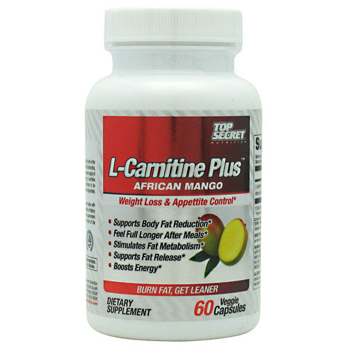 Top Secret Nutrition L-Carnitine Plus African Mango, 60 Veggie Capsules, Top Secret Nutrition