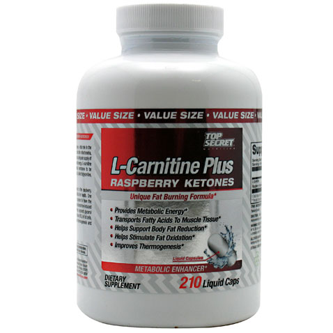 Top Secret Nutrition L-Carnitine Plus Raspberry Ketones, 210 Liquid Capsules, Top Secret Nutrition
