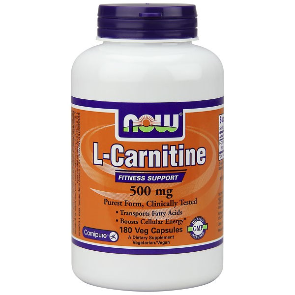 NOW Foods L-Carnitine 500mg Tartrate Form-L-Carnipure 180 Caps, NOW Foods
