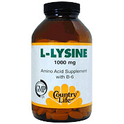 Country Life L-Lysine 1000 mg w/B-6 250 Tablets, Country Life