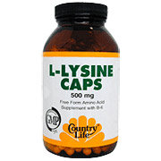 Country Life L-Lysine 500 mg w/B-6 50 Vegicaps, Country Life