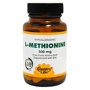Country Life L-Methionine 500 mg w/B-6 60 Tablets, Country Life