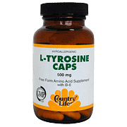 Country Life L-Tyrosine 500 mg w/B-6 100 Vegicaps, Country Life