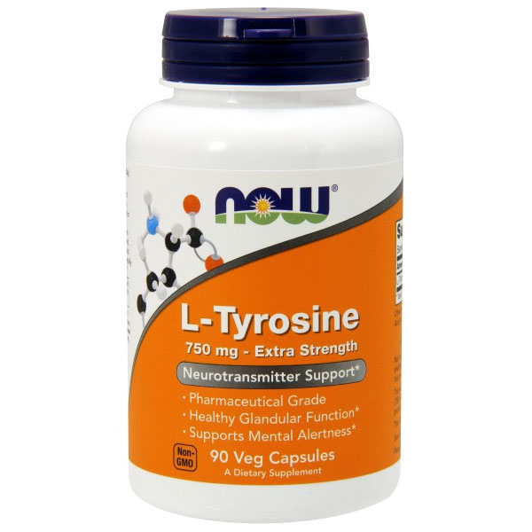 NOW Foods L-Tyrosine 750 mg, 90 Capsules, NOW Foods