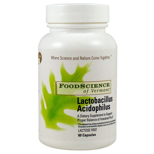 FoodScience Of Vermont Lactobacillus Acidophilus (Lactose Free) 60 caps, FoodScience Of Vermont