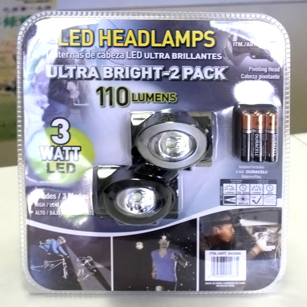 Generic LED Headlamps, Ultra Bright, 110 Lumens, 2 Pack