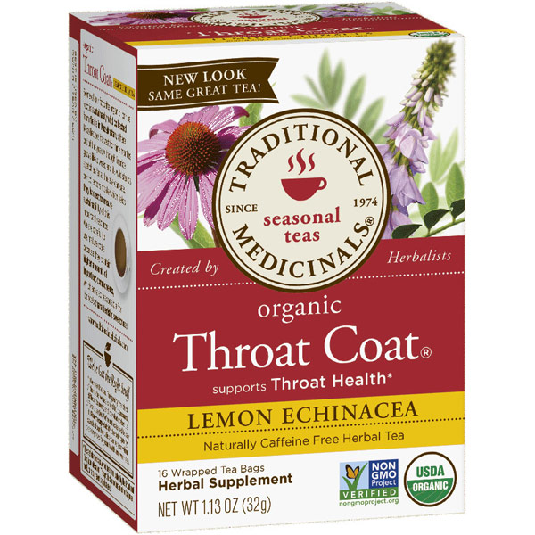 Traditional Medicinals Teas Lemon Echinacea Throat Coat Tea 16 bags, Traditional Medicinals Teas