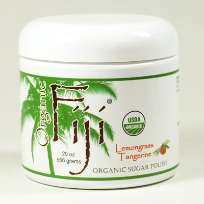 Organic Fiji Lemongrass Tangerine Sugar Polish, Organic Coconut Oil Face & Body Polish, 20 oz, Organic Fiji