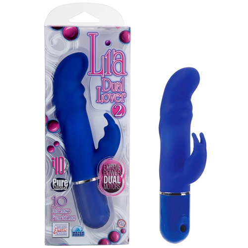 California Exotic Novelties Lia Dual Lover 2, Rabbit Vibrator, Blue, California Exotic Novelties