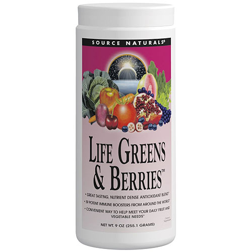 Source Naturals Life Greens & Berries Powder, 4 oz, Source Naturals