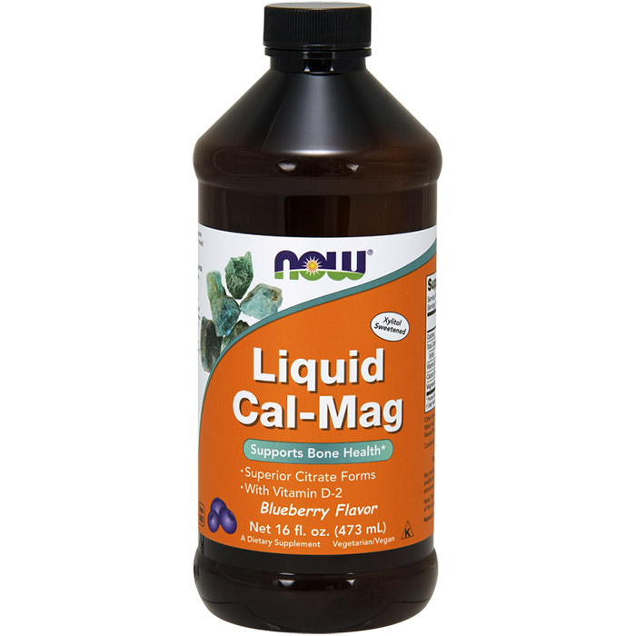 NOW Foods Liquid Cal-Mag Blueberry, Calcium Magnesium Citrate, 16 oz, NOW Foods