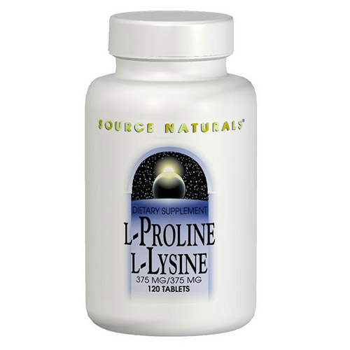 Source Naturals L-Proline/L-Lysine 275mg/275mg 120 tabs from Source Naturals