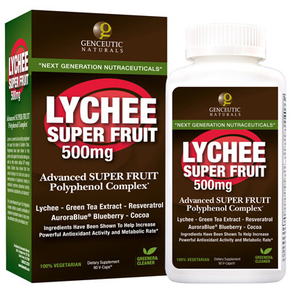 Genceutic Naturals Lychee Super Fruit 500 mg, 90 Veggie Capsules, Genceutic Naturals