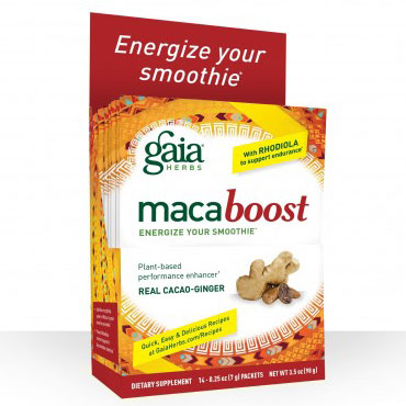 Gaia Herbs Maca Boost Powder, Cacao Ginger Single Serve, 14 Packets, Gaia Herbs