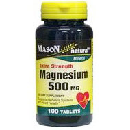 Mason Natural Magnesium 500 mg Extra Strength, 100 Tablets, Mason Natural