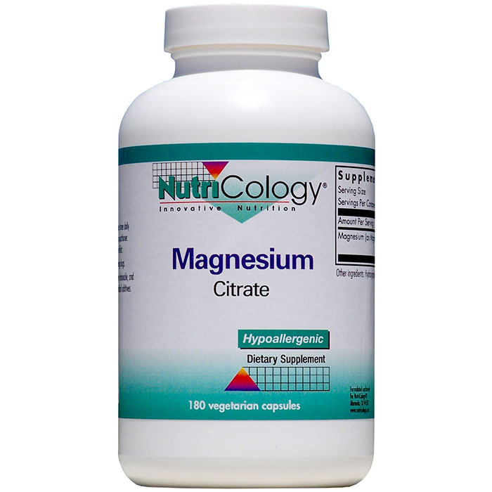 NutriCology/Allergy Research Group Magnesium Citrate, 180 Vegetarian Capsules, NutriCology