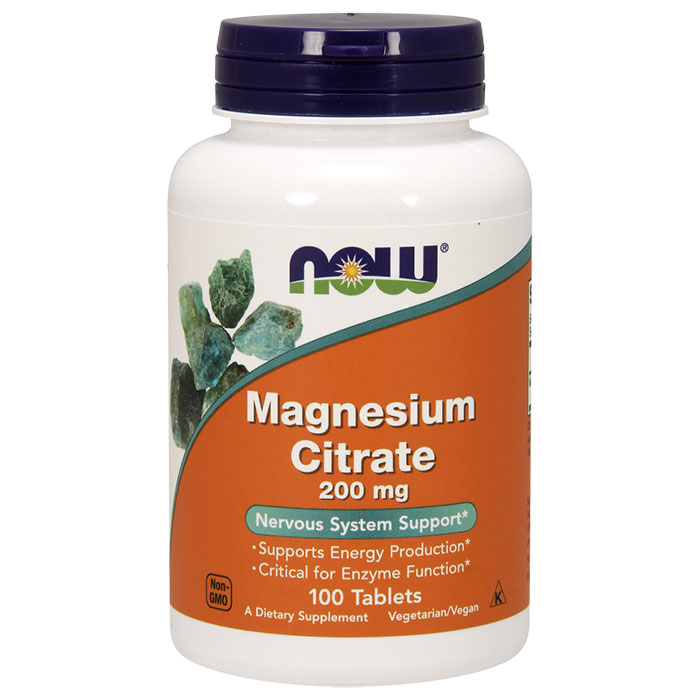 NOW Foods Magnesium Citrate 200 mg, 100 Tablets, NOW Foods