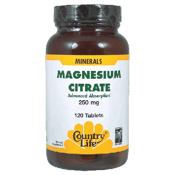 Country Life Magnesium Citrate 250 mg, 120 Tablets, Country Life